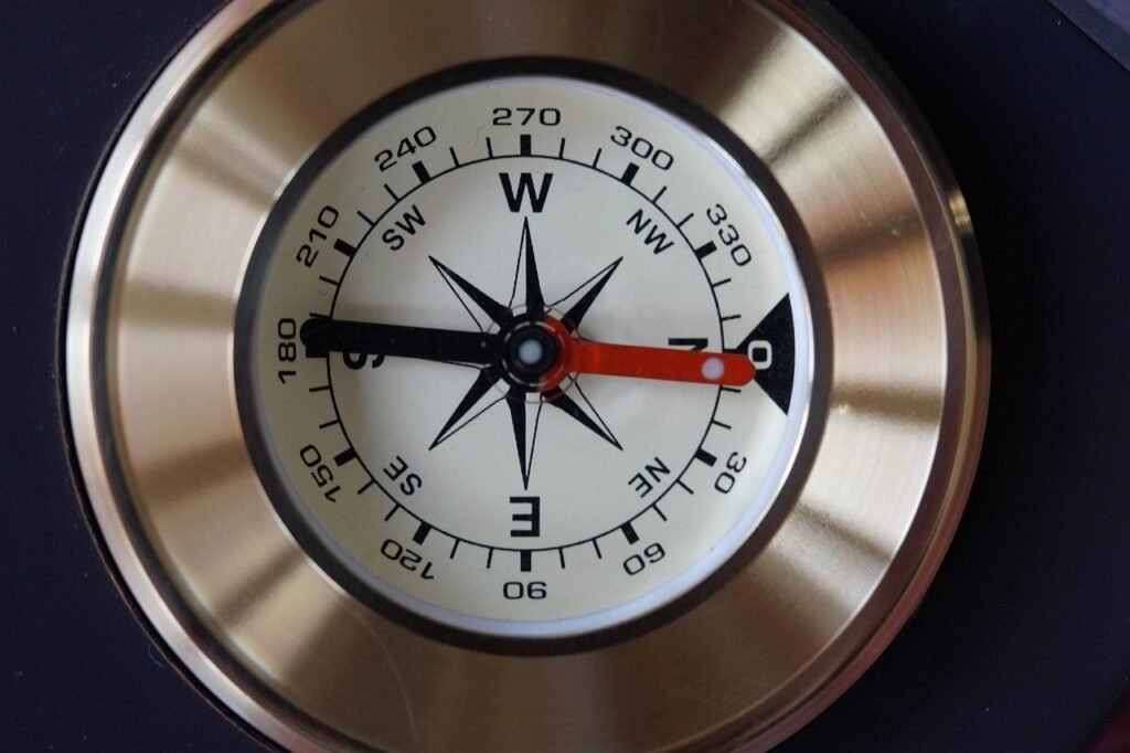 a close up of a compass